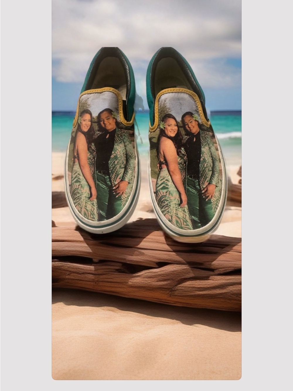 Vans Custom Green and Yellow Slip-Ons